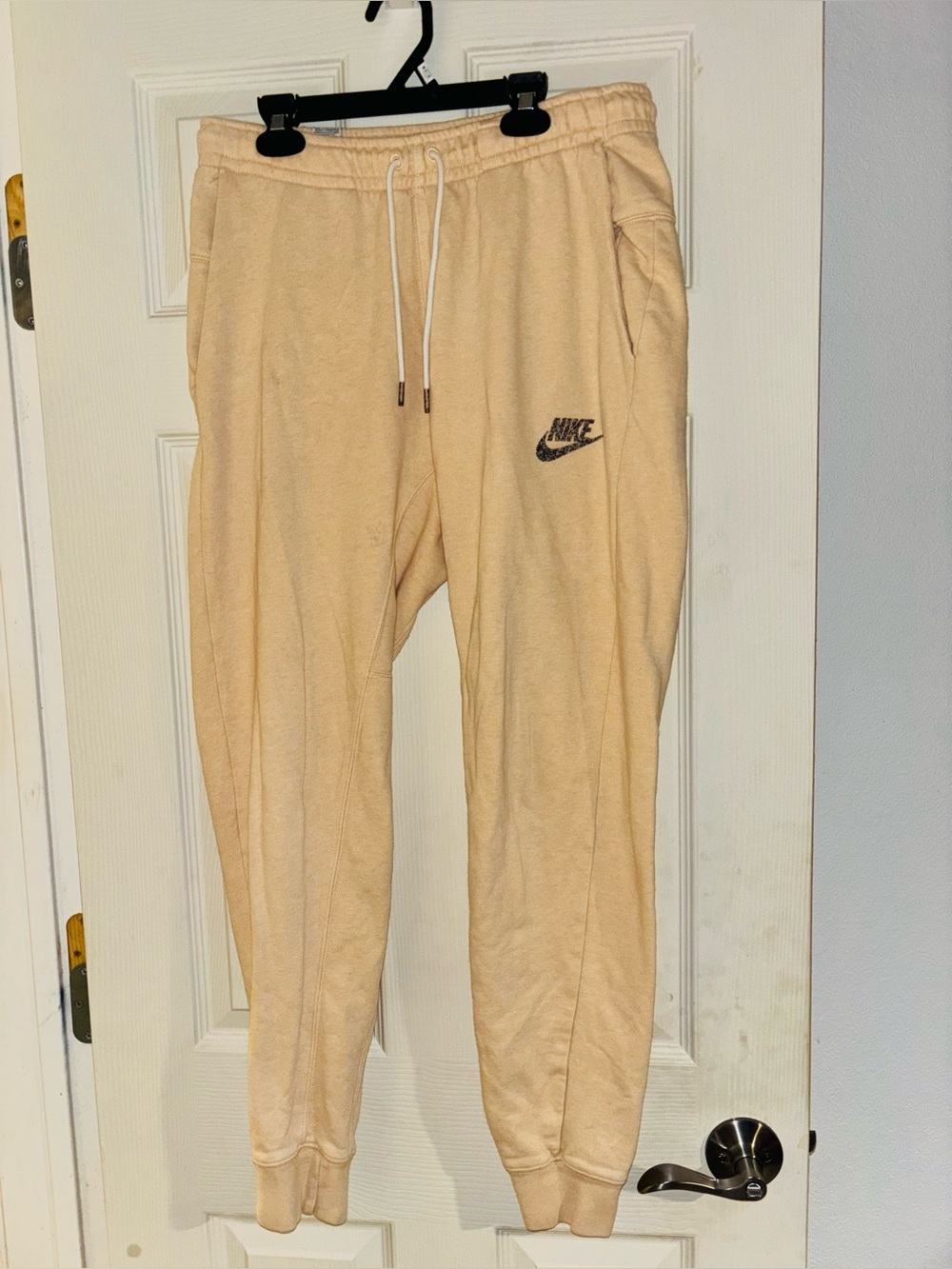 Nike Beige Fleece Joggers with Drawstring
